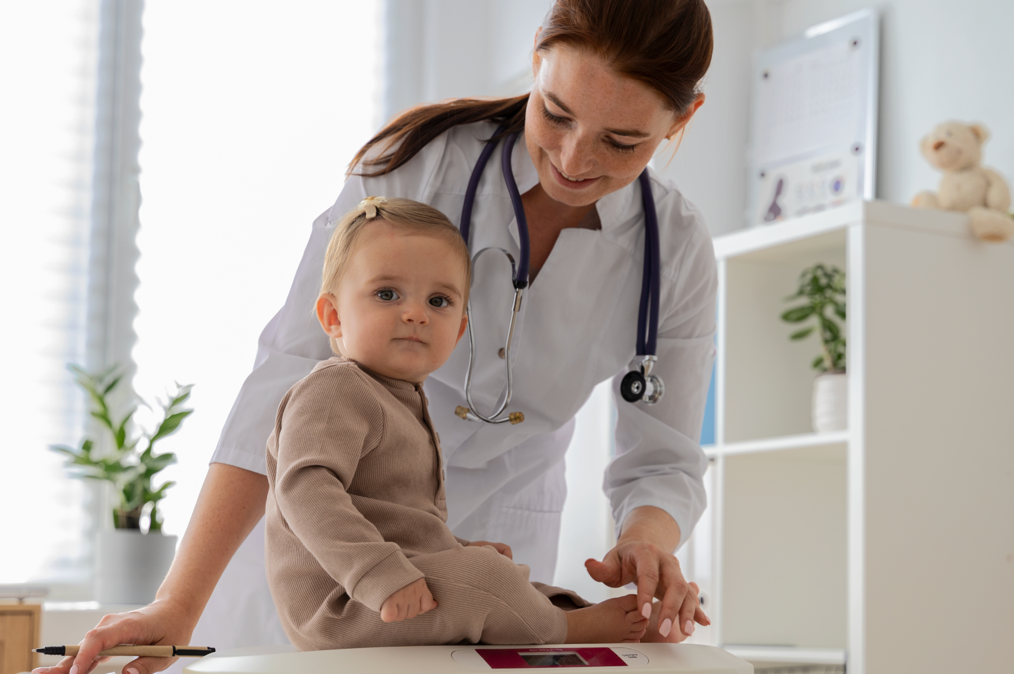 medium-shot-smiley-doctor-weighing-baby